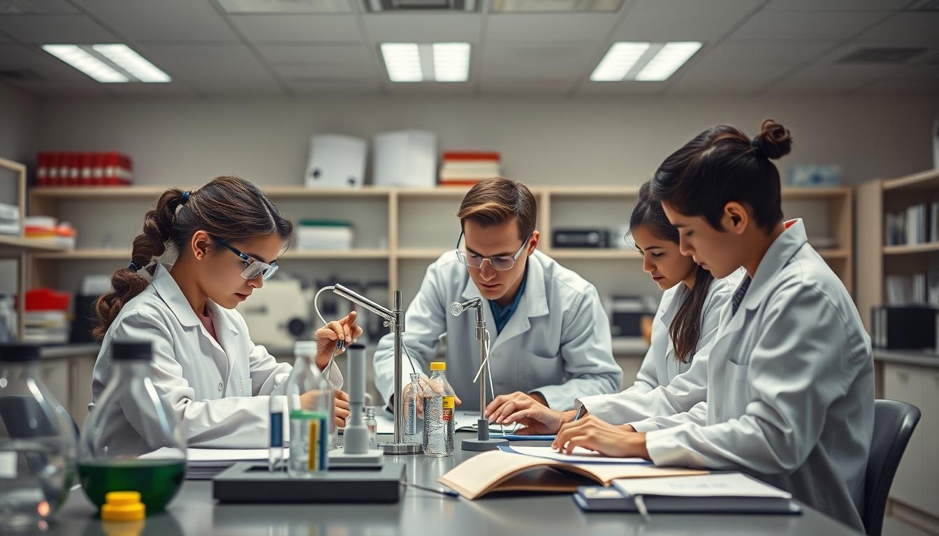 Student using a study guide to organize academic notes
